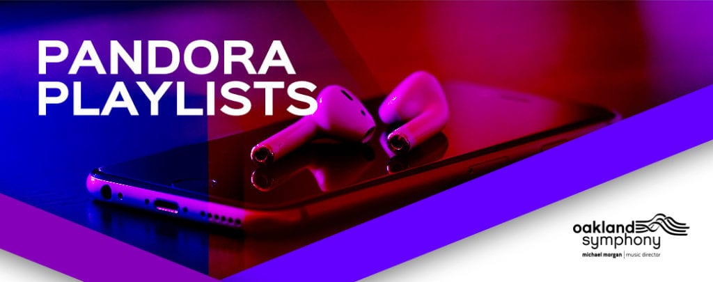 A pic of headphones on a smartphone. "Pandora Playlists"